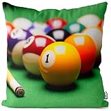 VOID Billiard Kugeln Queue Kissenbezug Kissenhülle Polyester wasserfest Outdoor Indoor, Kissen Größe:80 x 80 cm