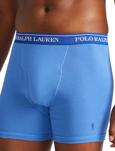 POLO RALPH LAUREN Tall Men's Classic Fit Cotton Boxer Briefs, Trunks & Long Leg Available, 3-Pack, Royal/Blue/Navy-3 Pack, 2X Big3