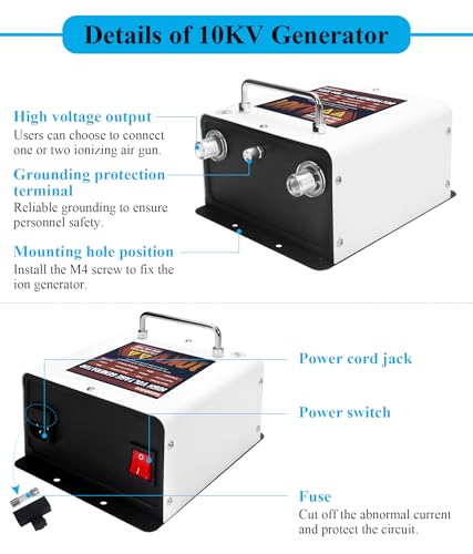 Image of Ionizing Air Gun 10KV Anti Static Gun for Painting Acrylic Electrostatic Elimination (with 2 air guns)