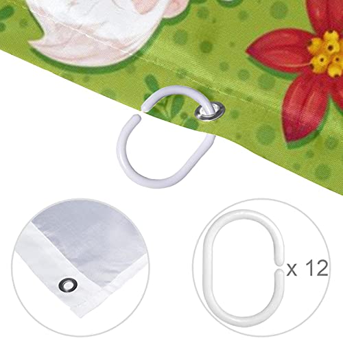 Rideau de douche Noël Père Noël motif saule vert rouge blanc avec crochets - 5