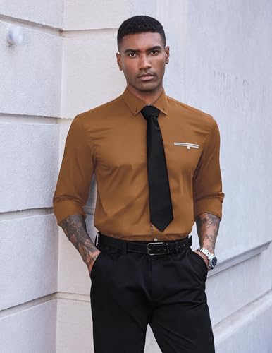 COOFANDY Mens Dress Shirt Long Sleeve Casual Button Down Paisley Shirts Party Wedding Dress Shirt3