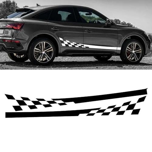 UNCLE LIAO Car Side Skirt For Audi Q5 FY B9 8R B8 SQ5 80A TFSI Quattro TDI Auto Car Door Sticker Side Step Skirt.,Red