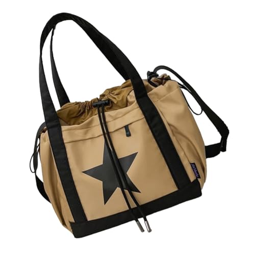 XAGMODSHN Bolsa de hombro de gran capacidad para mujer, bolsa de hombro para estudiantes, bolsa de escuela, bolsa cruzada de estrella, bolso de mensajero, bolso casual para uso diario, caqui, Talla