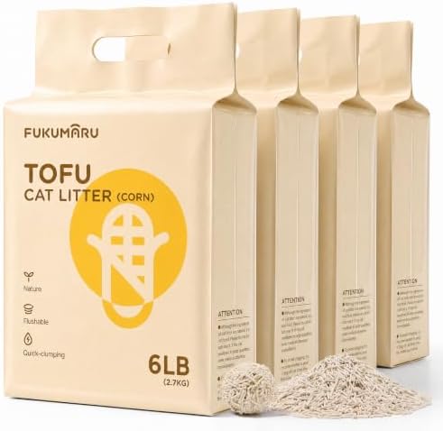 FUKUMARU Tofu Cat Litter 10.8 kg – Clumping Cat Litter, Corn Pellet Mix, Dust Free and Easy to Agglomerate, Odor Control, Can Be Discarded in the Toilet