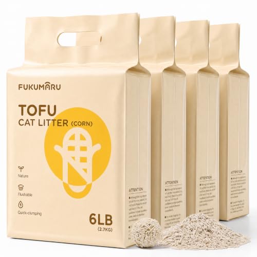 Arena de tofu para gatos FUKUMARU con sus gránulos de 2 mm y los cuatro paquetes del lote de 10,8 kg