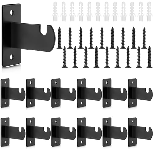 Coume 12 Pcs Gridwall Mount Brackets Black with Screws Space Saving Metal Grid Hangers with Accessory Display Gridwall Hooks for Panel Shop Home Garages Office Organization
