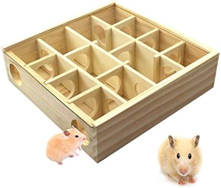 Fanct Wooden Hamster Maze Small Pet Rat Mouse Cage Tunnels Gerbil Maze Hideout Funny Toys