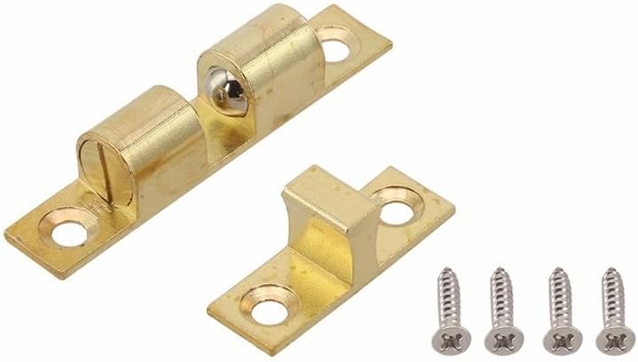 Ball Catch Adjustable Solid Brass Double Ball Tension Roller Latch for Cabinet Doors and Furniture with Copper and Stainless Steel Materials (60mm)