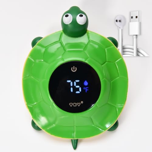 Image of Baby Bath Thermometer - Digital Floating Water Thermometer with LED Display & Color Temperature Alerts, Rechargeable Bath Toy for Infant Bathtub Safety, Newborn Bath Essentials Gift
