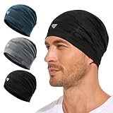 RUNVOR 3Pcs Cooling Skull CapS for Men Women-Lightweight Breathable Beanie, Thin Quick Dry Running Cap for Cycling Daily Wear