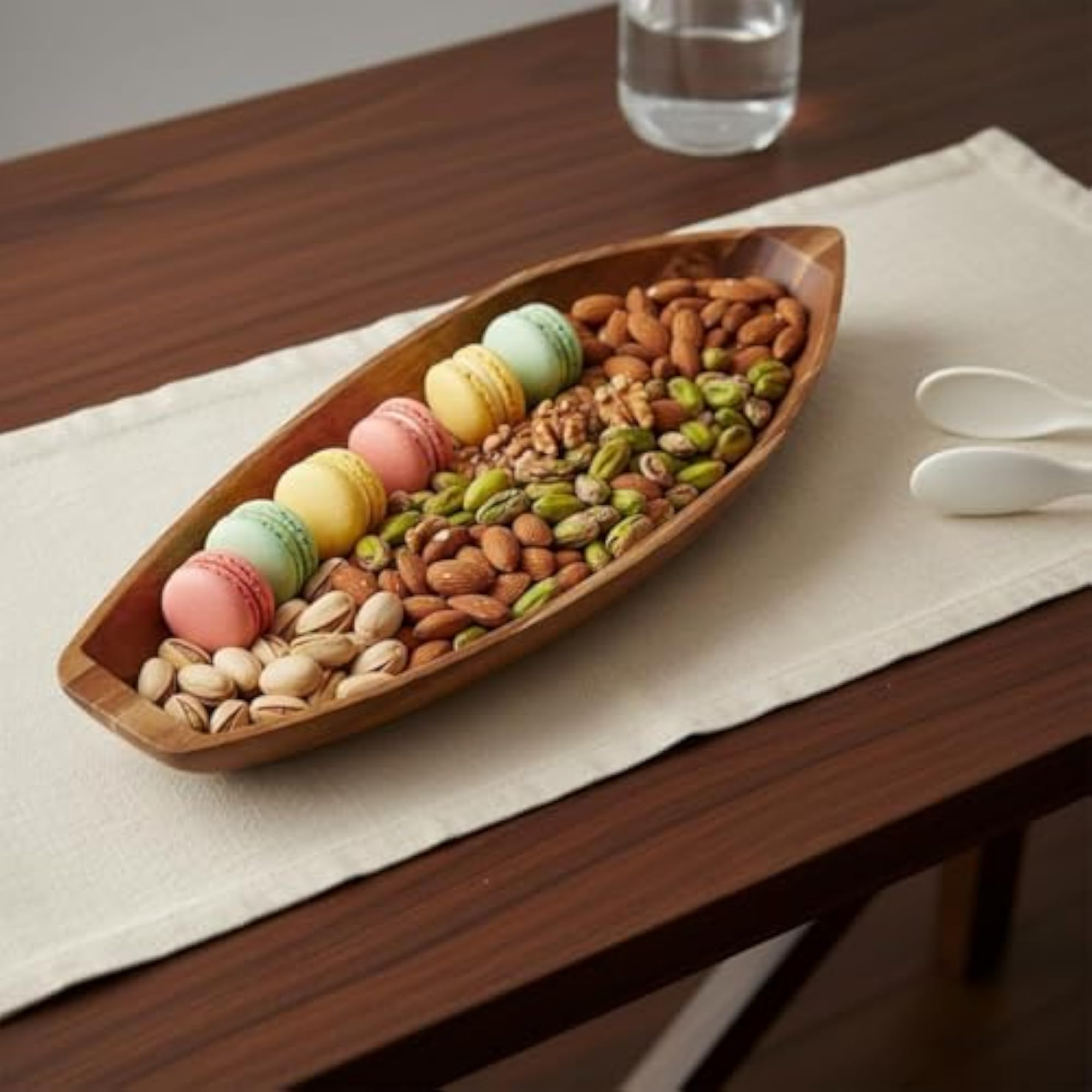 Multi-Purpose Wooden Boat Shaped Bowl, Key Tray