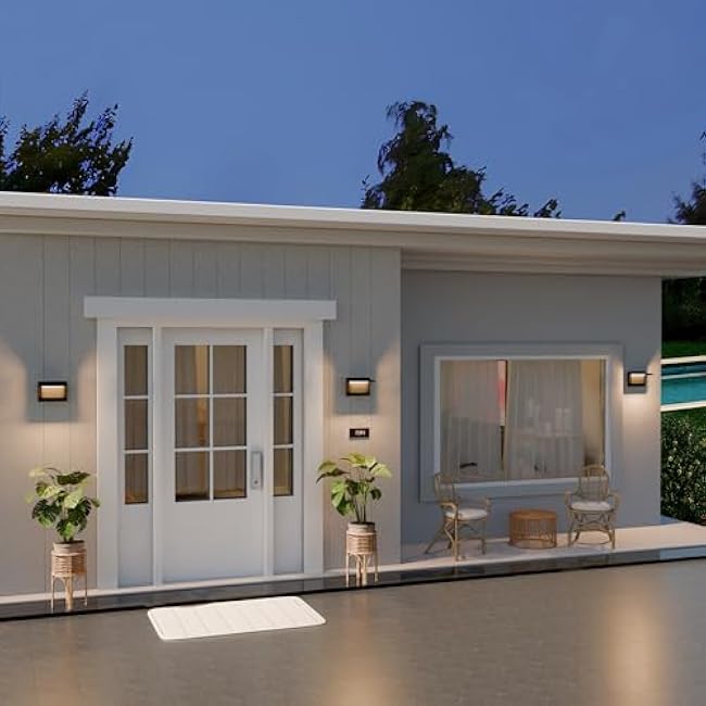 Modern Outdoor Wall Lights LED Integrated Wall Sconce Aluminum Porch Lights Exterior Wall Sconce Matte Black Outside Wall Mount Lights for Front Door House Garage 10W 680lm (Dark Grey)