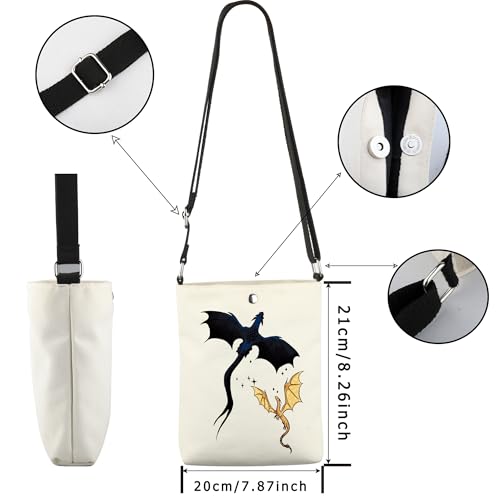 WCGXKO Bookish Gift Dragon Rider Canvas Crossbody Bag Novel Series Gift for Literature Readers2