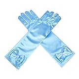 Lusiyu Girl Solid Color Long Elbow Length Formal Pageant Glove (Pale Blue)