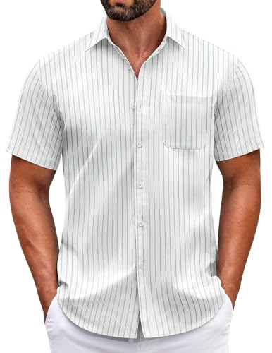 COOFANDY Mens Short Sleeve Casual Button Down Shirts Summer Untucked Dress Shirts with Pocket