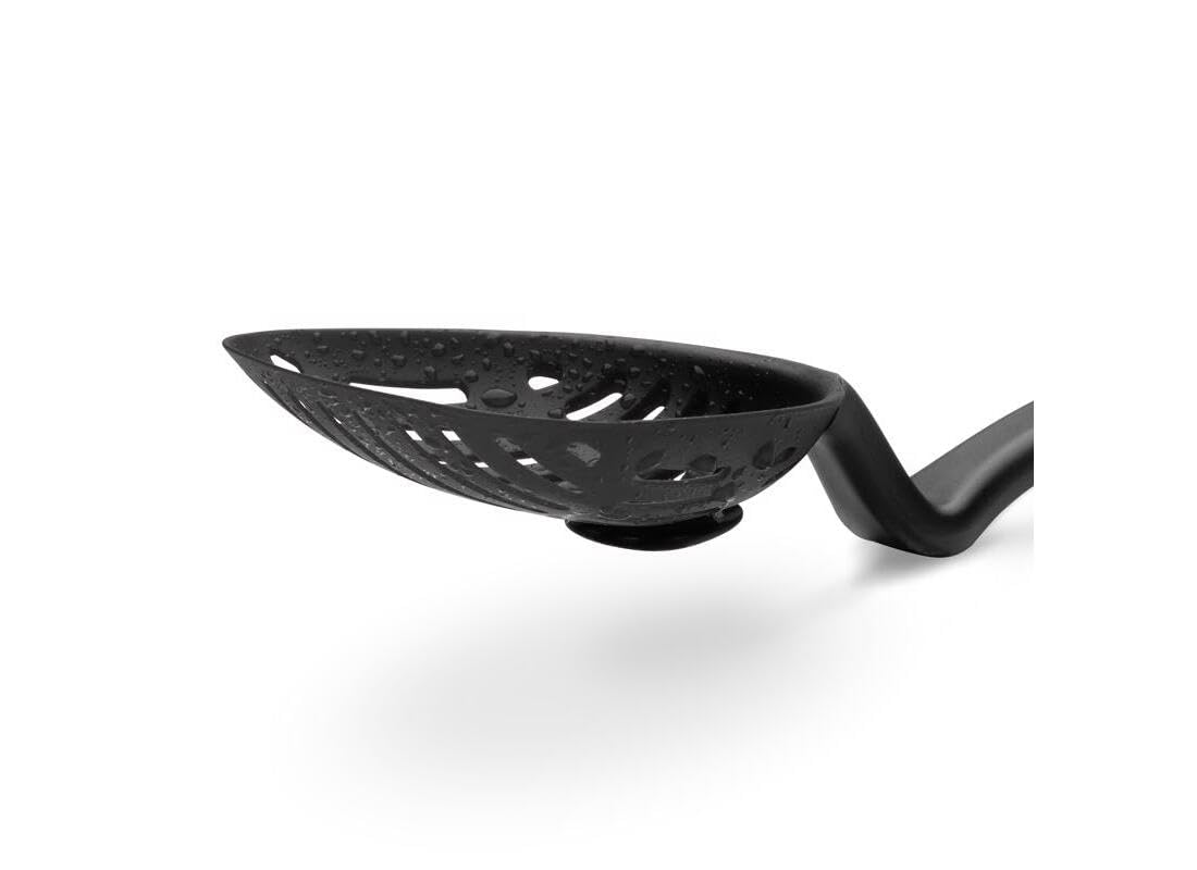 Dreamfarm Lestrain 2-In-1 Cucchiaio forato da Cucina con meccanismo Raccogligocce - 11" Nero