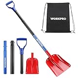 WORKPRO 47' Adjustable Snow Shovel, Lightweight Aluminum Detachable Shovel with Storage Bag for Car, Driveway, Garden, and Camping, Durable Emergency Snow Shovel for Winter Snow Removal