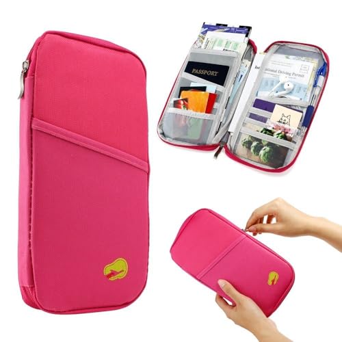 Image of Travel Document Passport Pouch Organizer Zip Holder Travel Pouch, Business Cards, Credit Cards Ticket Coins Currency Check, Id Document & Pen Storage Bag for Men, Women - Multicolor.