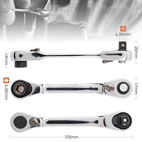 Heaven2017 Mini 1/4Inch Quick Socket Ratchet Wrench Rod Screwdriver Bit Spanner Double Ended #TOP5