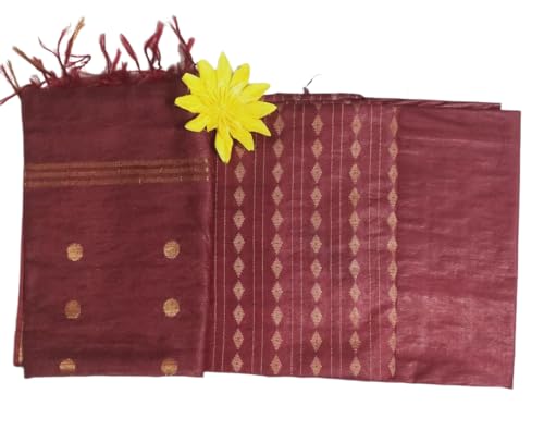 Image of STB-SILK TEXTILES BHAGALPUR Women's Bhagalpuri Cotton Silk Unstitched Salwar Suit Dress Material With Dupatta