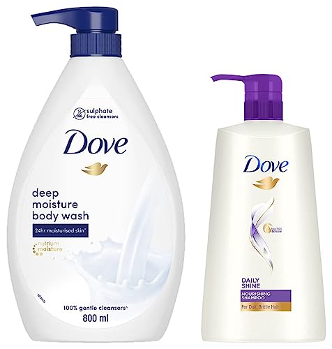 Image of Dove Deeply Nourishing Body Wash, 800ml & Daily Shine Shampoo, 650ml