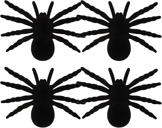 Black Spider Web Novelty Toy Halloween Decorative Spiders Haunted House Prop Prank Trick Toys Fake Spider 4pcs Big Size