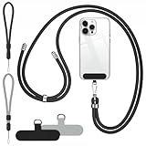 SHANSHUI Phone Lanyard, 2 Pack Adjuatble Wrist Straps Crossbody Nylon Cell Phone Leash and 2 Pack Tether Pads Compatible with iPhone & All Smartphones in Full Cover Cases
