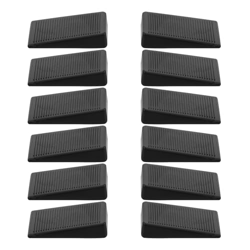 Hohopeti 12 Almohadillas Niveladoras de Plástico para Muebles, Calzas para Elevar Patas de Mesa y Sillas, Adaptadores Grandes Negros para Nivelar Muebles en Suelos Irregulares,