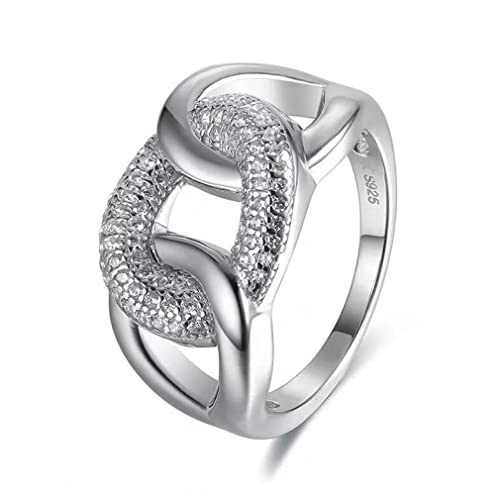 Bague en argent 925 avec zircon éclatant pour femme élégante