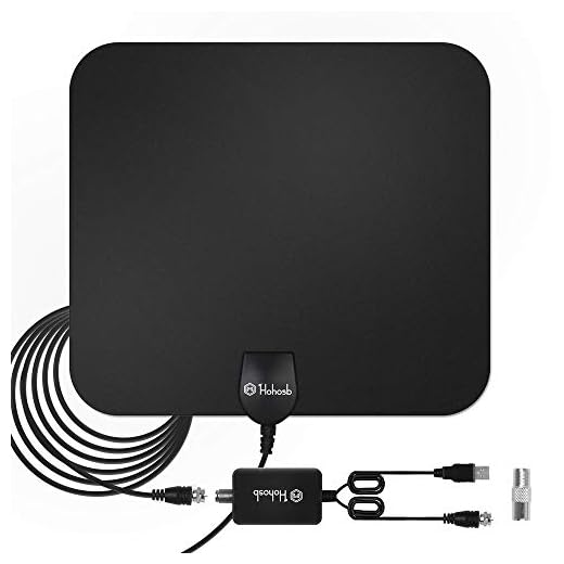 Hohosb TV Antenna for Digital TV Indoor [2019 Upgraded Version],Digital Amplified Indoor HDTV Antenna 60-120 Miles Range with Detachable Amplifier Signal Booster Support 4K 1080P UHF VHF Freeview HDTV