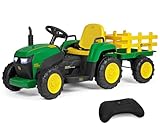 Peg Perego John Deere Farm Power 12 Volt Ride-on Tractor and Trailer with Remote Control