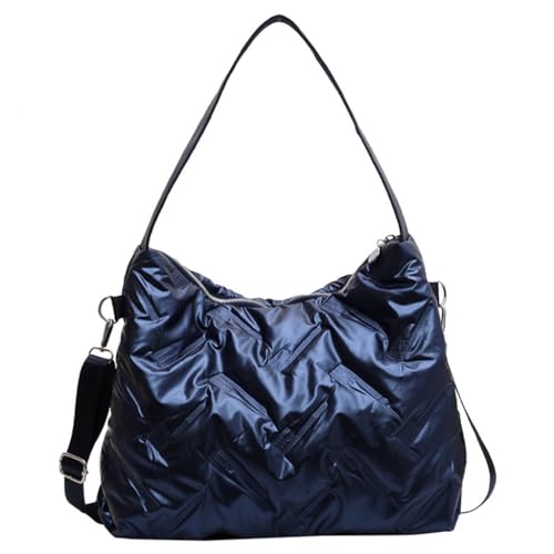 Sac shopping bleu grande capacité pour femme et fille, cabas bandoulière polyvalent au quotidien