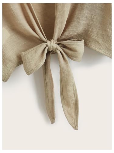 GORGLITTER Women's Tie Front Tops Bow Sheer Lantern Long Sleeve Blouse Fashion Spring Summer Outfits 20253