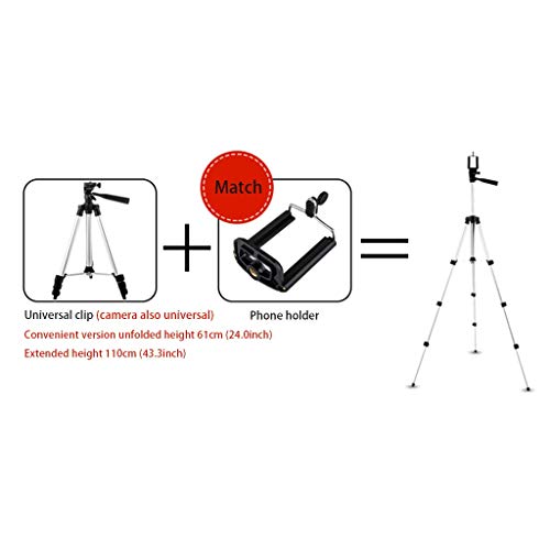 QIAOLI Videokamera-Stativ, leichtes Handy-Stativ, tragbares Handy-Kamerastativ mit Universal-Handyclip/Bluetooth… – Bild 3