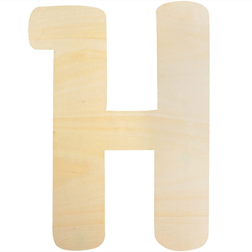Longan Craft 12 Inch Unfinished Wooden Letters H Large Wooden Letters for Wall Decor Crafts Blank Big Alphabet Board Painting Hanging Home Baby Nursery Wedding Party Room Name Sign DIY Decoration