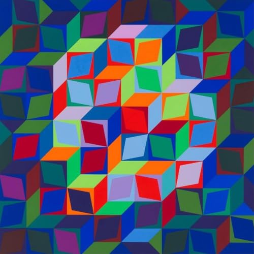 Affiche Vasarely Géométrie courful déco murale moderne 30x30cm