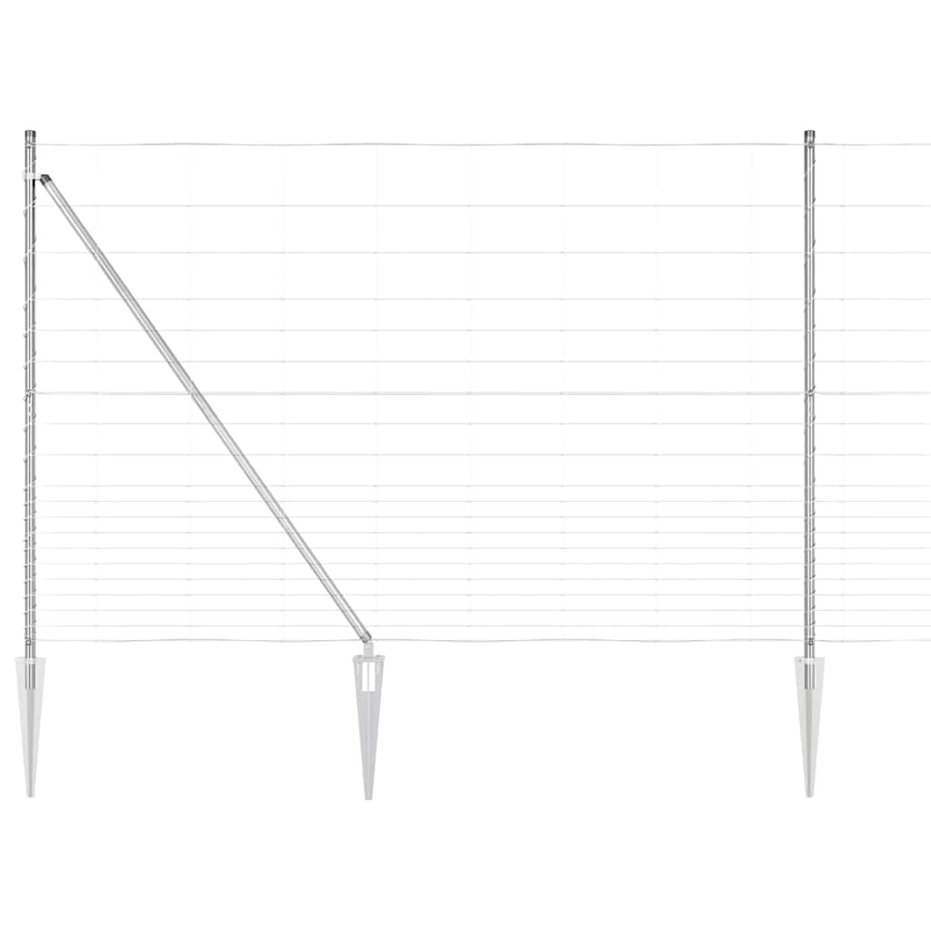 Fence Post Galvanized 25 x 1.6 m Steel Outdoor Garden Panel Kit Heavy Duty Corrosion Resistant Fencing Spike Posts Set for Boundary Security Patio Yard Landscaping
