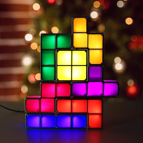 YHK Stackable Night Light 7 Colors LED Puzzle Light 3D DIY Magic Puzzle Night Light Novelty Desk Lamp for Room Decor and Teens Ideal Gift (Plug)