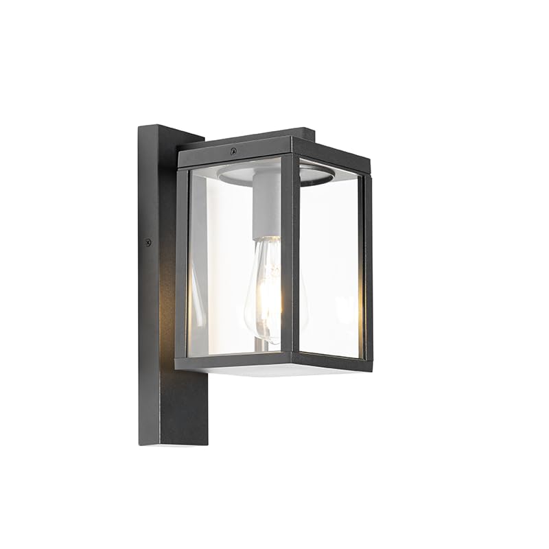 Qazqa Industrial Outdoor Lantern for Garden - charlois - Black, max. 40W, e27, 33cm, IP44, Rectangle