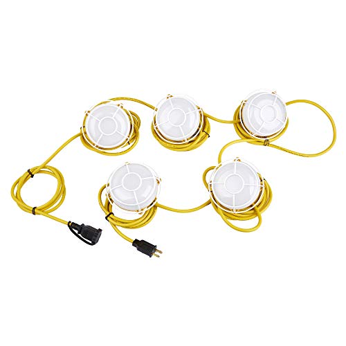 LEDMyplace 50FT Construction String Light, 65W LED Work Light, 8000 Lumens, 5000K Daylight White, IP65 Waterproof, Portable Hanging Construction Lights for Workshop Mine Job Site for Outdoor