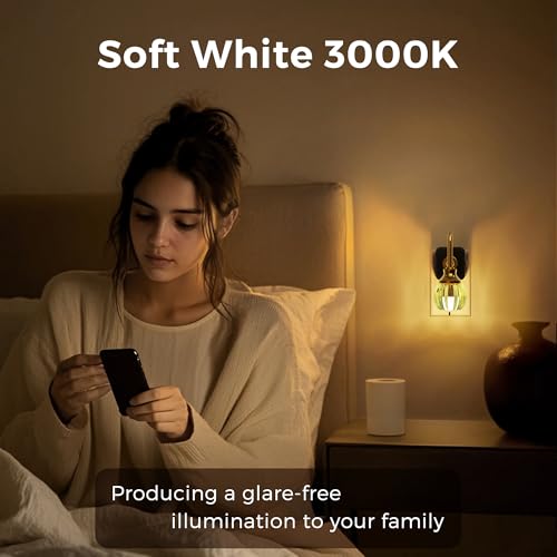Image of L LOHAS LED Night Lights Plug into Wall, 3000K Soft White LED, Flower Night Lights with Dusk to Dawn Sensor, 0-100lm Adjustable Brightness, for Hallway Bedroom Stairway