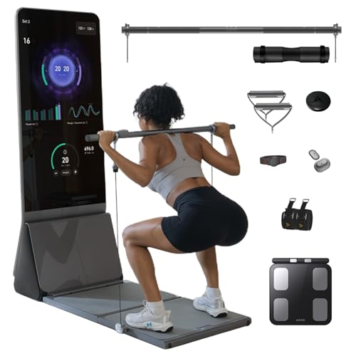 AEKE Fitness Mirror K1- Smart Home Gym System+Barbell Squat Pad,