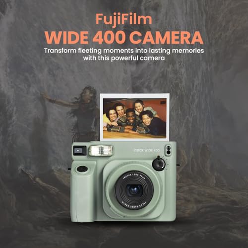 FujiFilm Instax Wide 400 Instant Camera Bundle - Includes Twin Pack Wide Frame Film, BluebirdSales Carrying Case, Cleaning Cloth, and 4 AA Batteries - Portable (Wide 400 Instant Camera) - image 2