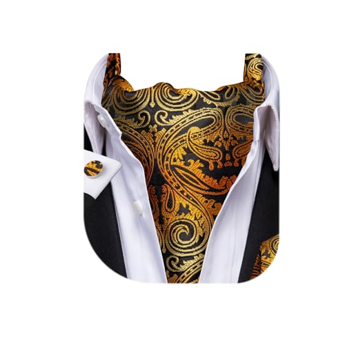 Image of Dubulle Paisley Floral Ascot for Men Self Tie Mens Cravat and Pocket Square Cufflinks Wedding
