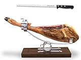 Genérico Pack Soporte JAMONERO BASCULANTE 3C + Cuchillo JAMONERO ALVEOLADO Profesional Estrecho 29 CM