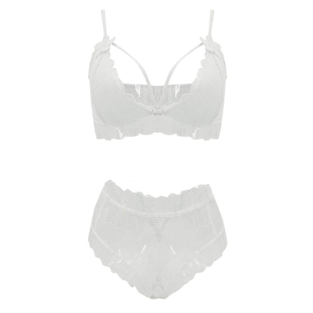Lencería para Mujer Sexy Lencería de Encaje Sexy Mujer Pajarita Vendaje Conjunto de Sujetador Babydoll Ropa Interior Sexy Tentación Disfraces Sexuales Tallas Grandes (Blanco M)