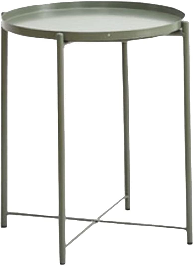 INDIAN DECOR 48273 Metal Side Table, Outdoor Side Table, Small Sofa Side Table, Waterproof Coffee Table Removable Tray Table for Living Room (Size: 16.53 * 16.53 * 20.47in, Color: Grey)
