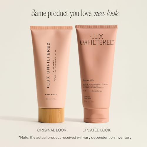 Image of + Lux Unfiltered N32 Summer Skin Classic Gradual Self Tanner, Hydrating Self Tanning Lotion with Shea Butter & Squalane - Non-Sticky, No Transfer, Natural-Looking - Vegan Sunless Tanner - Rosewood
