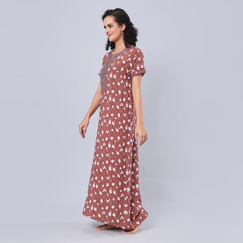 Image of Evolove Women's Viscose Liva Long Maxi Night Gown Nighty Dress with Pocket, Super Soft Comfortable (LNG-Rayon)