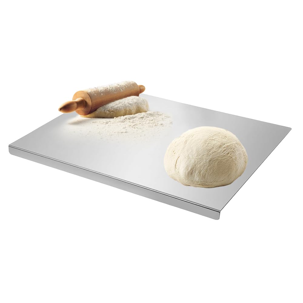 Peldris Stainless Steel Chopping Board, 40x30cm Steel Cutting Board with Lip, Stainless Steel Worktop Protector, Metal Countertop Chopping Board for Meat Vegetables Baking Pastry